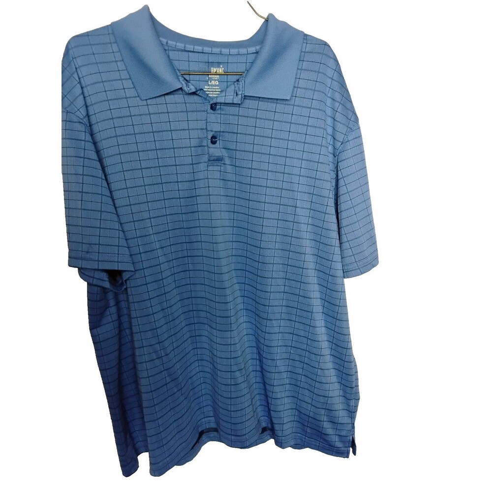 Haggar Cool 18 Pro Mens Polo Shirt  Blue Size Large short sleeve Golf